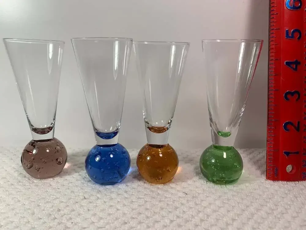 Vintage Barware Bubble shot glasses colors READ